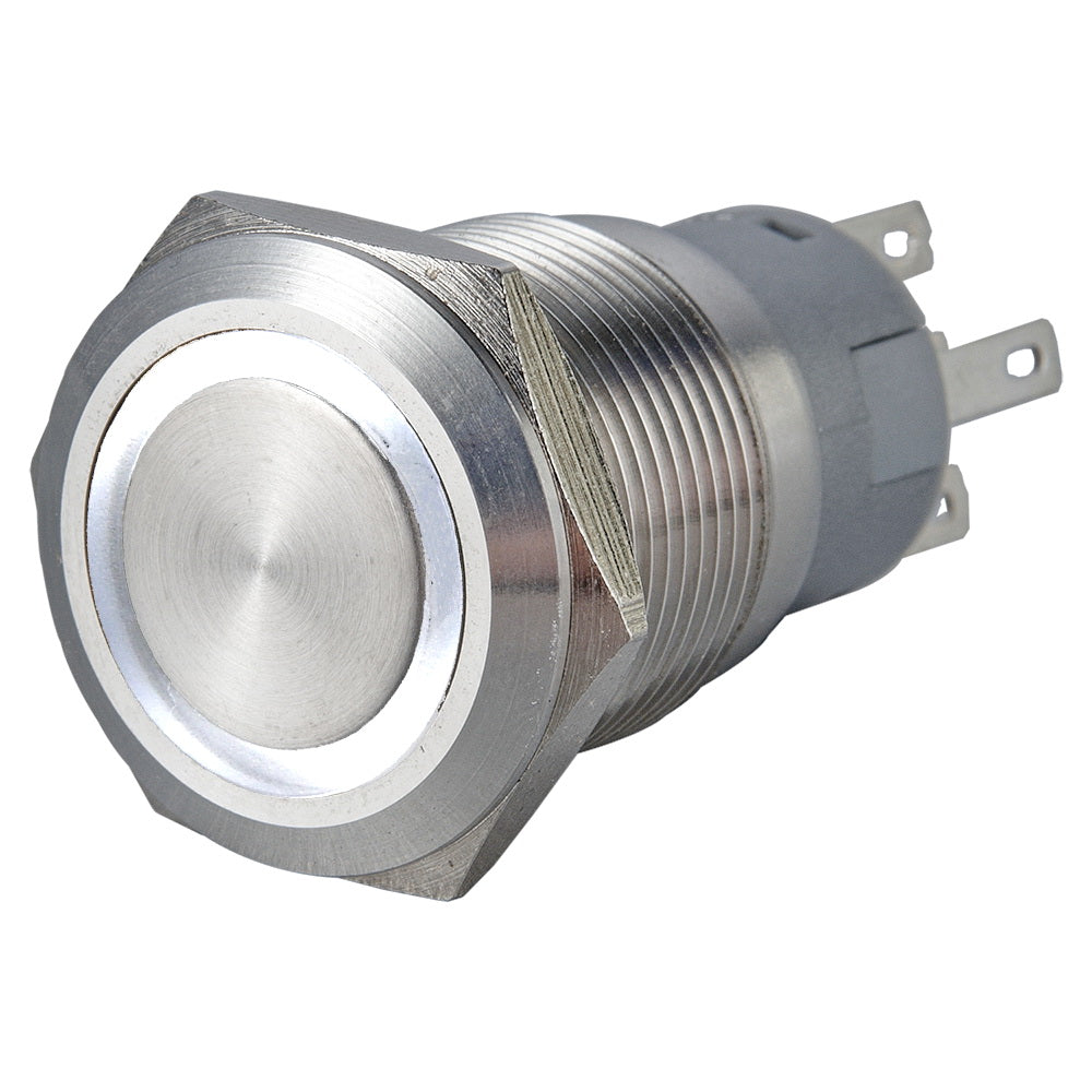 19mm Ring Illuminated Stainless Steel Anti Vandal Switch - Pin Terminal(2.8x0.5mm)