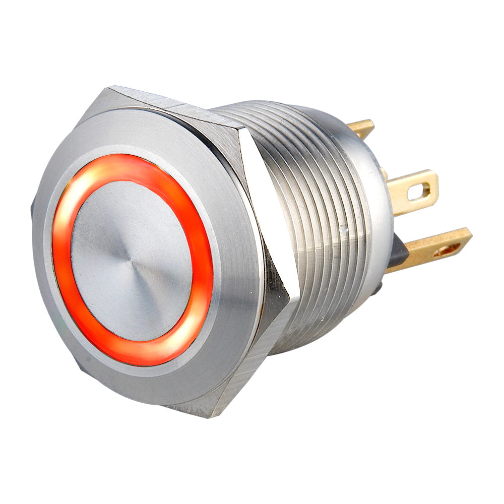 19mm Micro-trip Illuminated Anti Vandal Switch - 1NO Momentary - Pin Terminal(2.8x0.8mm)