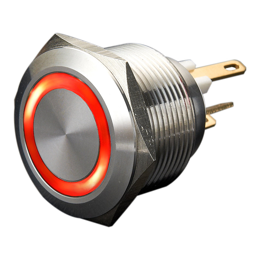 22mm Micro-trip Ring Illuminated Anti Vandal Switch - IP65 1NO Momentary