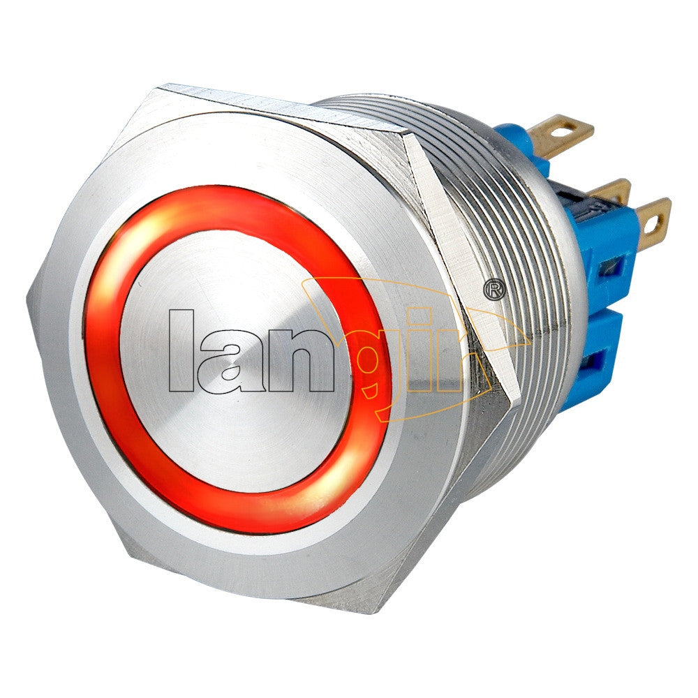 25mm 5A 250VAC IP65 1NO1NC Ring Illuminated Anti Vandal Switch