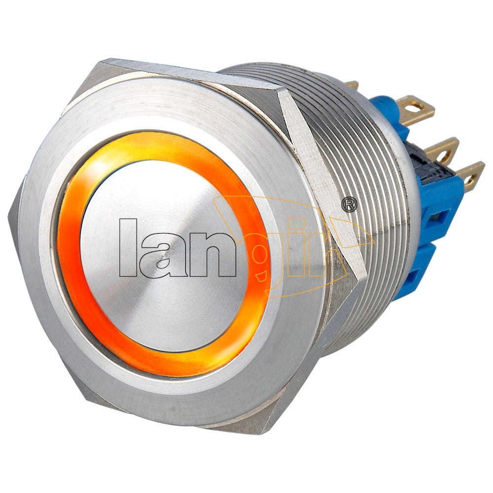 25mm 5A 250VAC IP65 1NO1NC Ring Illuminated Anti Vandal Switch