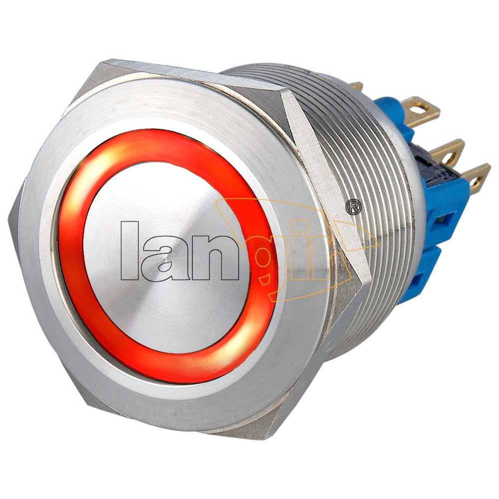 25mm 5A 250VAC IP65 1NO1NC Ring Illuminated Anti Vandal Switch